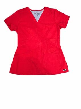 Grey's Anatomy Vibrant Red V-Neck Scrub Top